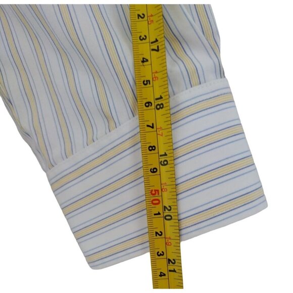 Club Room Men's Cotton Shirt, White and Yellow Striped, Button Down, Size L. - Picture 7 of 7